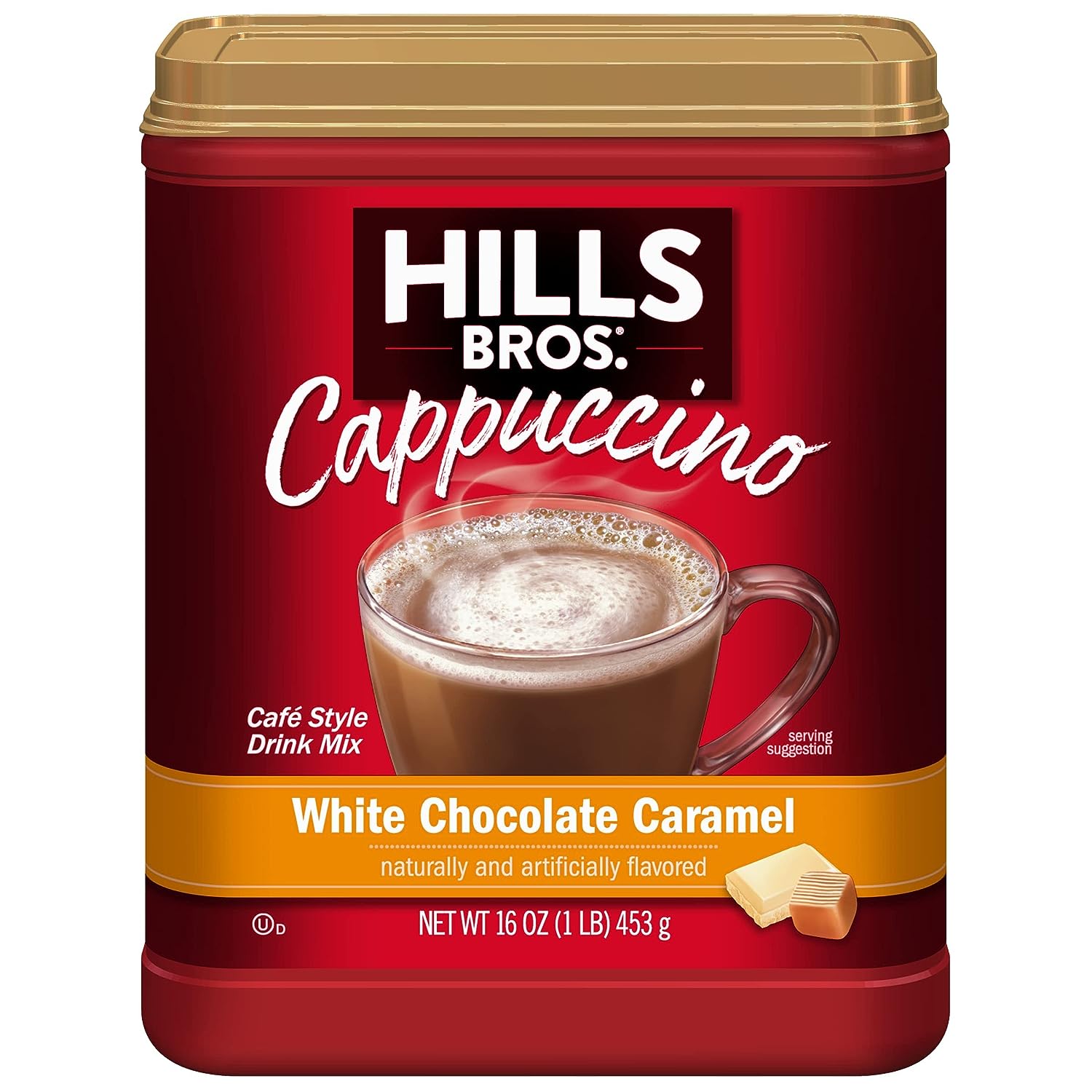 Hills bros cappuccino white chocolate caramel instant coffee