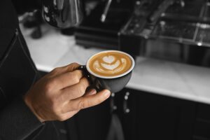 Close up cup of macchiato